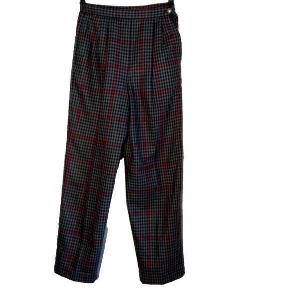 Country Suburbans Pants Size 8 Blue Gray Red Herringbone Wool Blend Lined - Picture 1 of 16